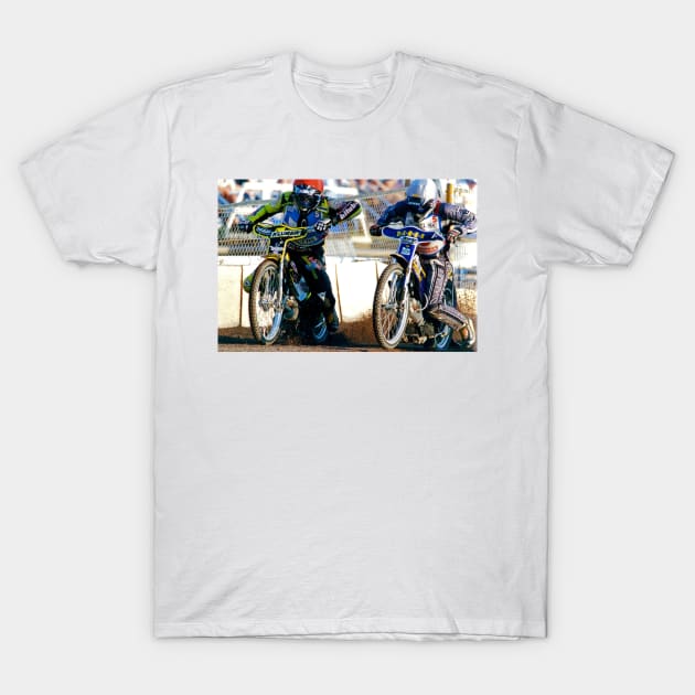 Reading Racers Speedway Motorcycle Action T-Shirt by AndyEvansPhotos